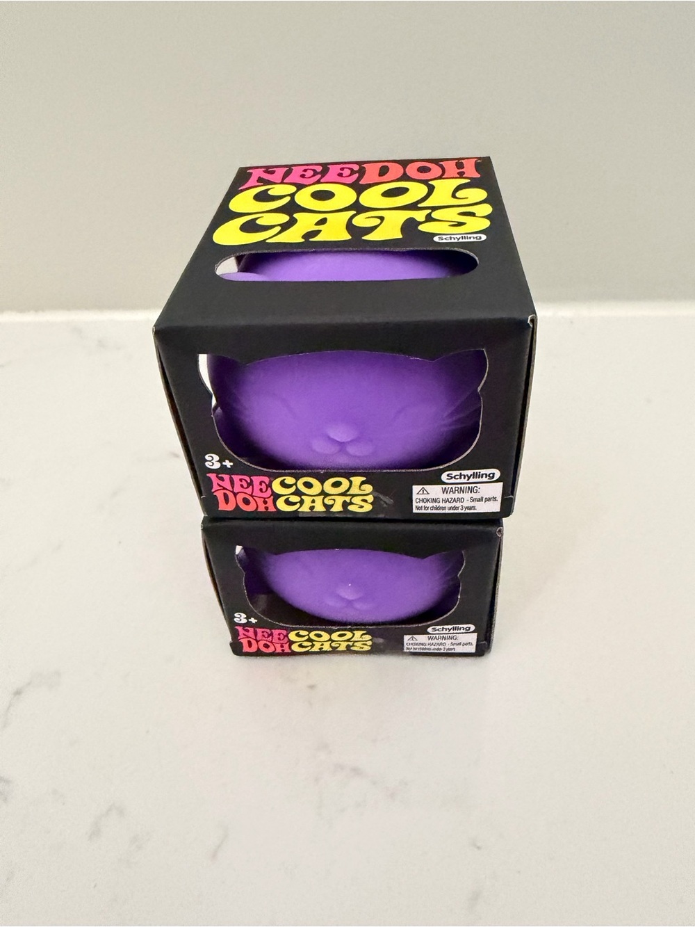 NEW 2X NeeDoh Cool Cats Purple Squeezable Cat Toy